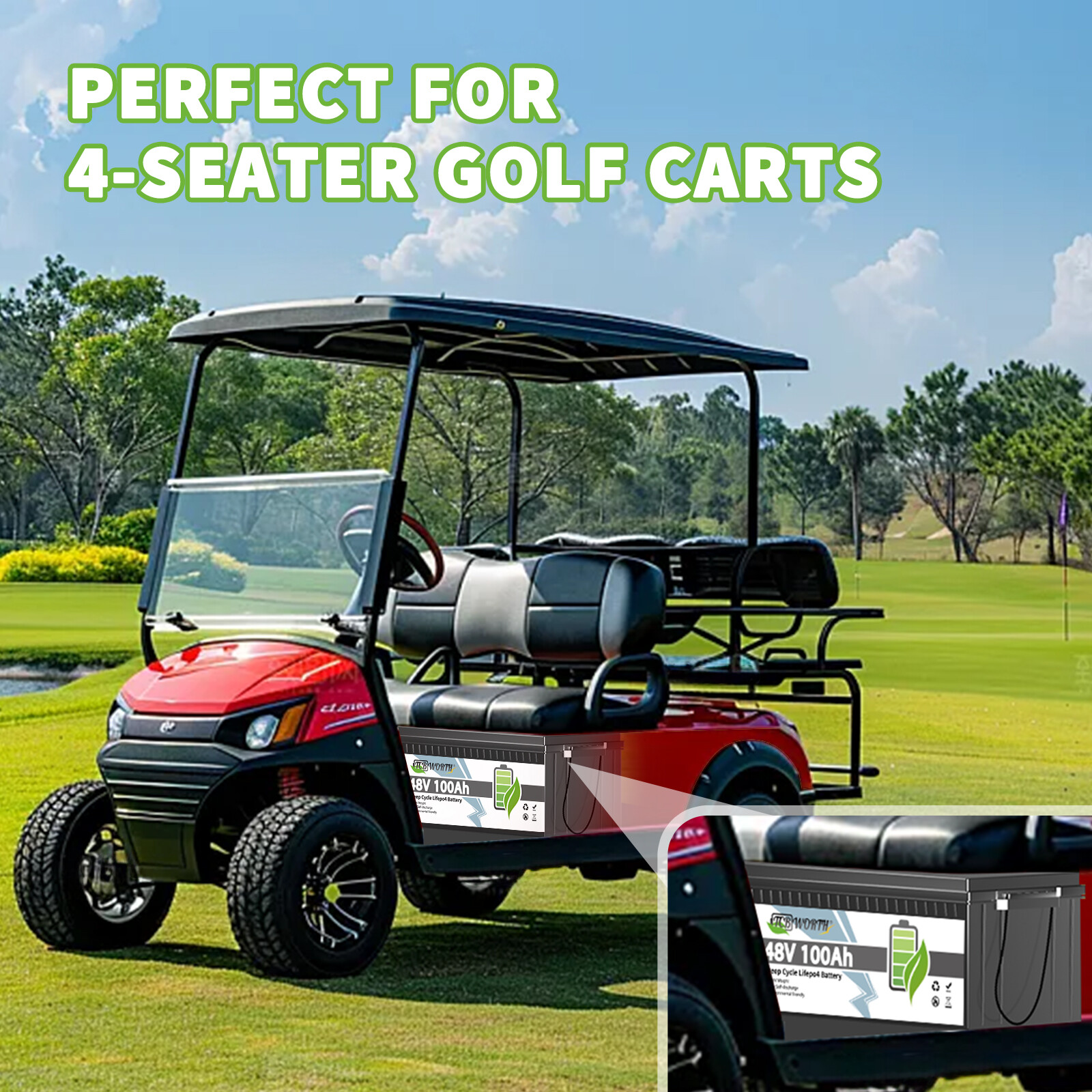48V 100Ah Lithium LiFePO4 Battery 200A BMS 10 Year warranty for Golf cart VAN RV