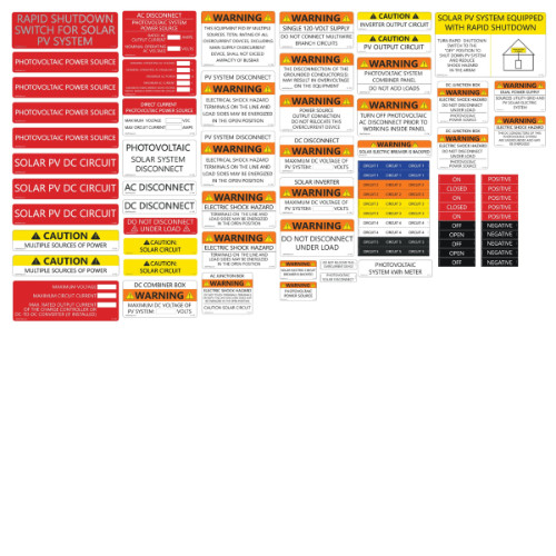 NEW Complete PV Solar Safety Labels NEC 2023 label pack with 88 labels