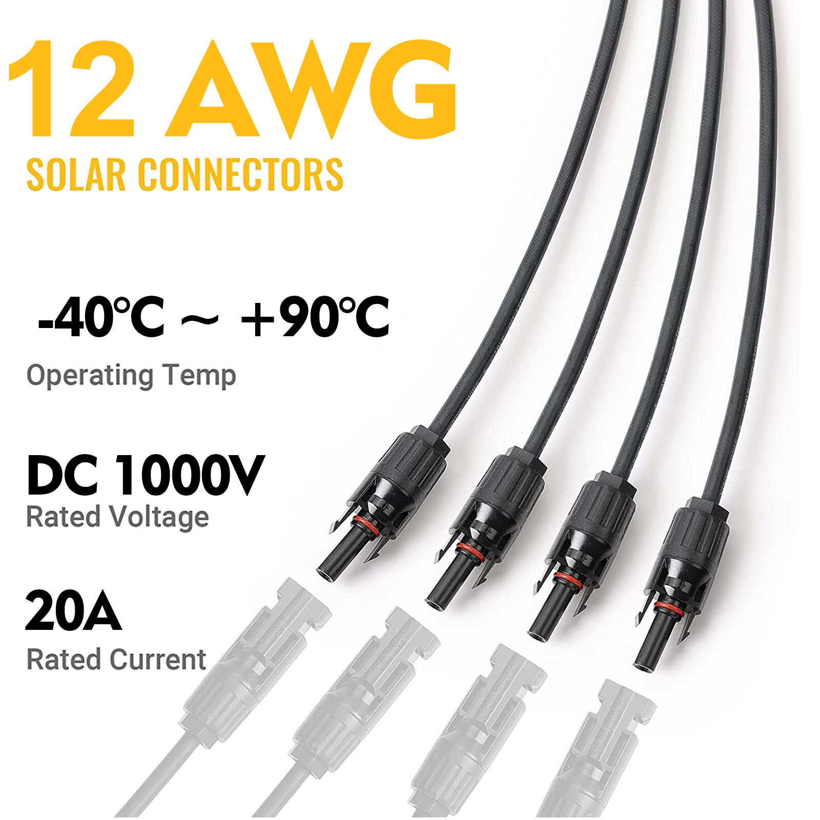 Solar Panel Y Branch Cable Waterproof Connection Adapter Connector Extension US