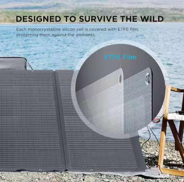 EcoFlow 400-Watt Monocrystalline Silicon Portable Solar Panel with 48-Volt Outp-
