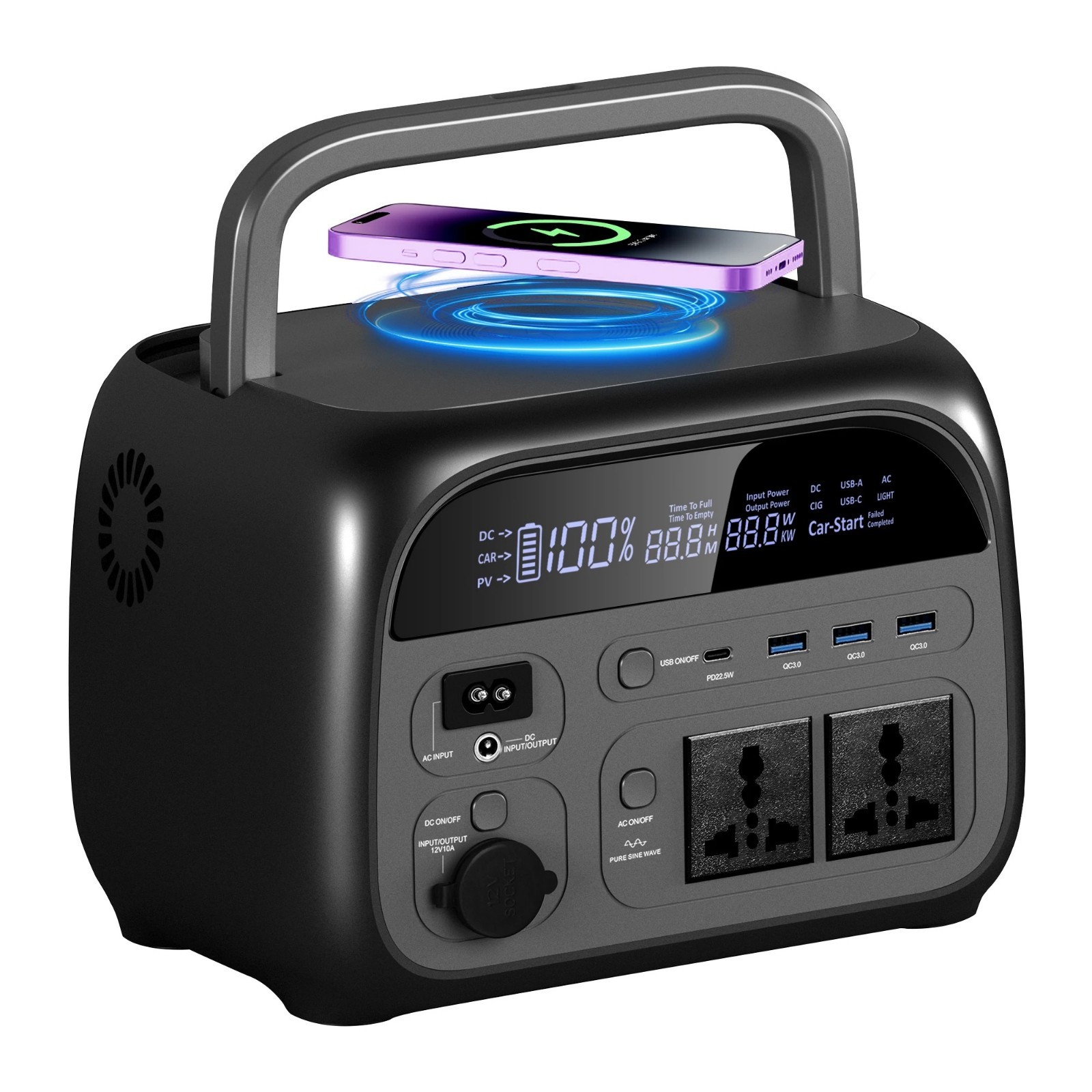 500W Portable Power Station – Solar Generator with LiFePO4 for Camping & Backup