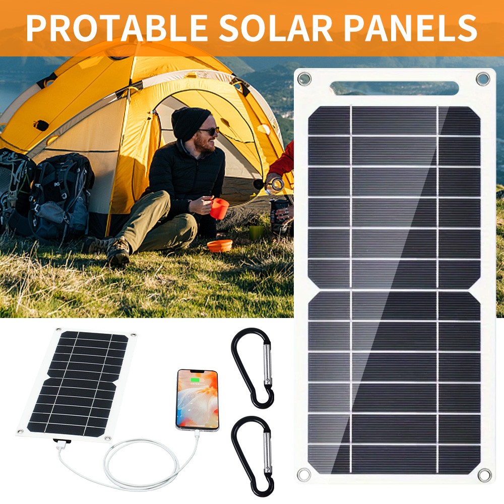 Portable 20W Mini Solar Panel USB Type-C 5V Charger Power Bank For Phone Outdoor