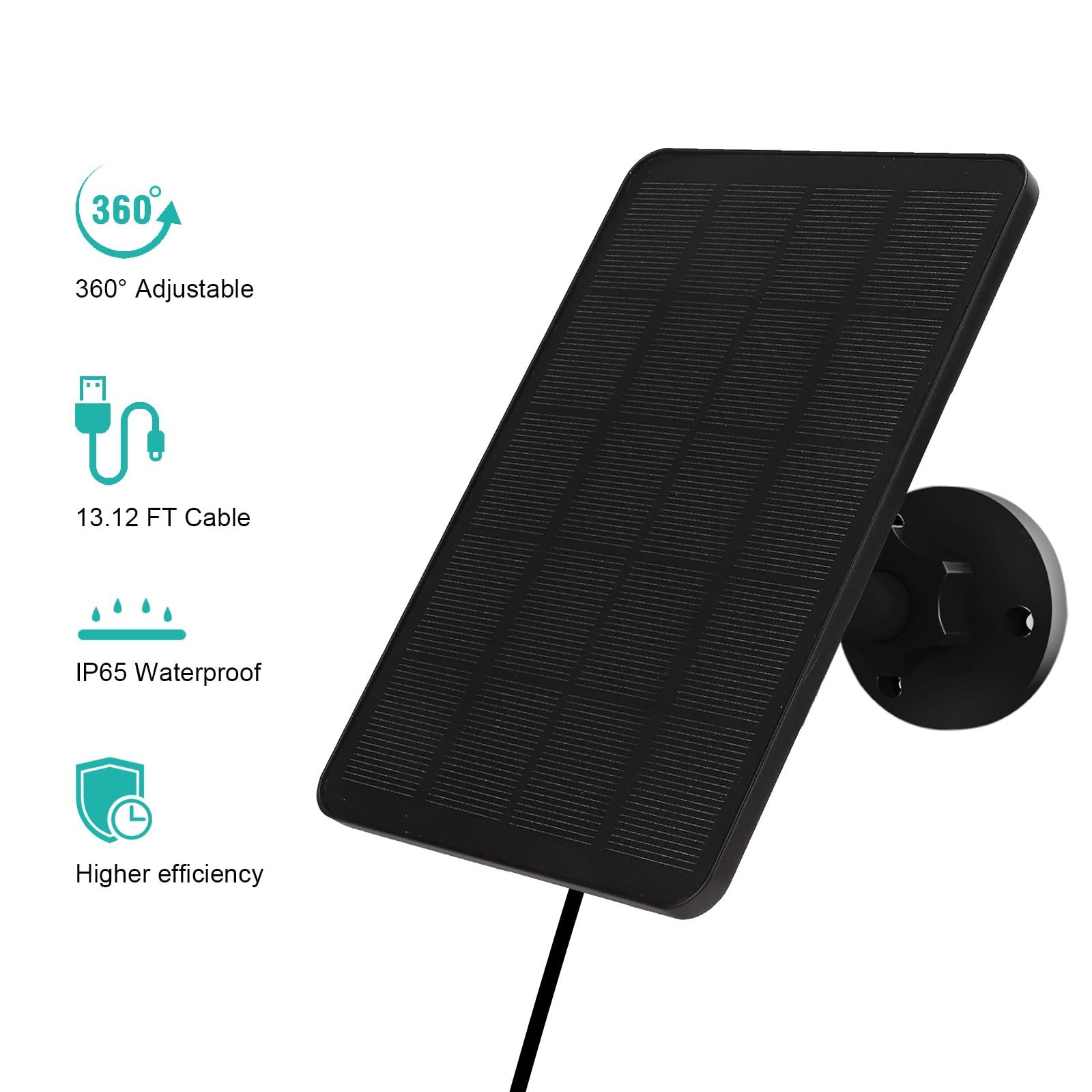 4W Solar Panel for Outdoor 4 Camera IP65 Waterproof with 13ft USB-C Cable Mount