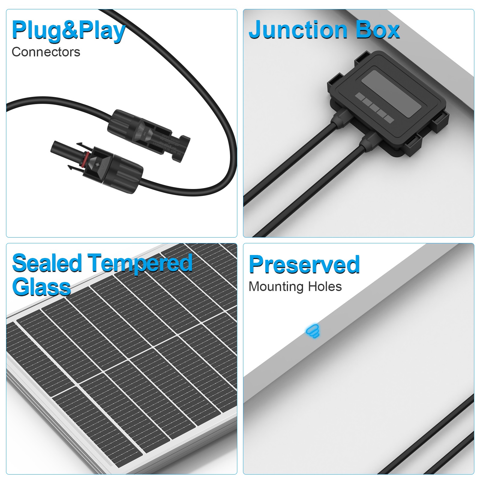 200Watt Mono Solar Panel 18BB Cell RV Car Home RV Off Grid 2Pack (100W) Battery