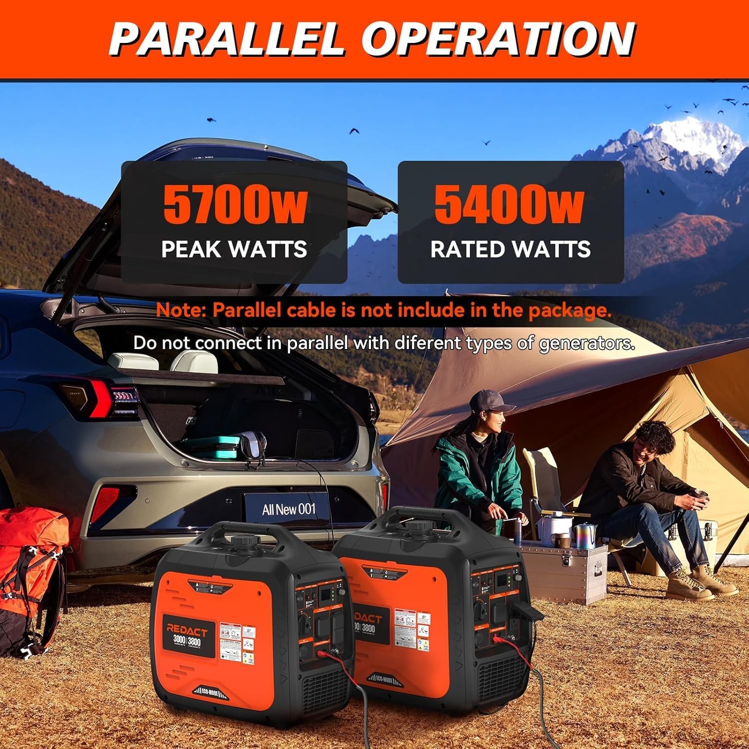3800W Lightweight Portable Inverter Generator with Clean Power for Home, Camp…