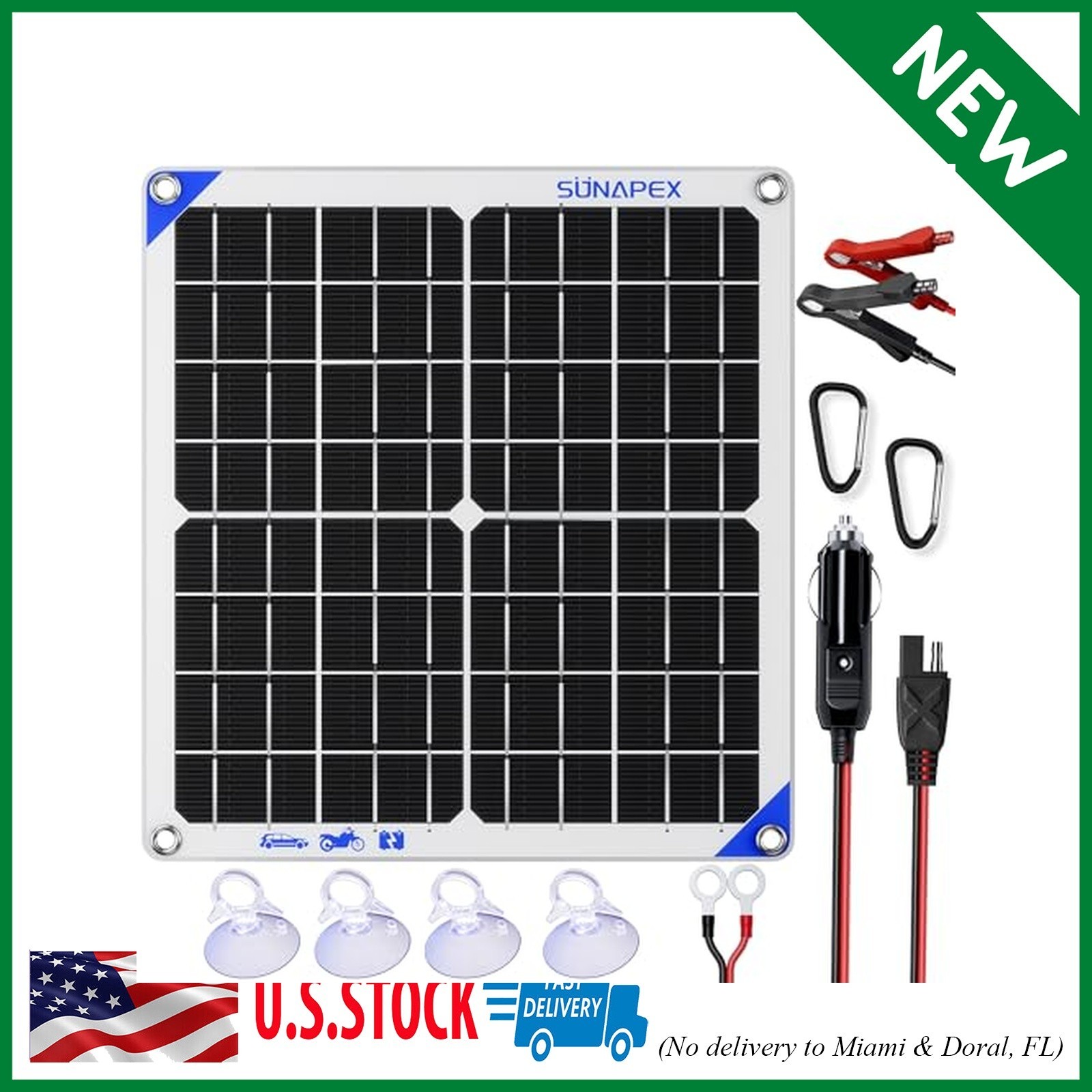 Solar Battery Charger Maintainer, 20W 12V Portable Waterproof Solar Panel Trickl