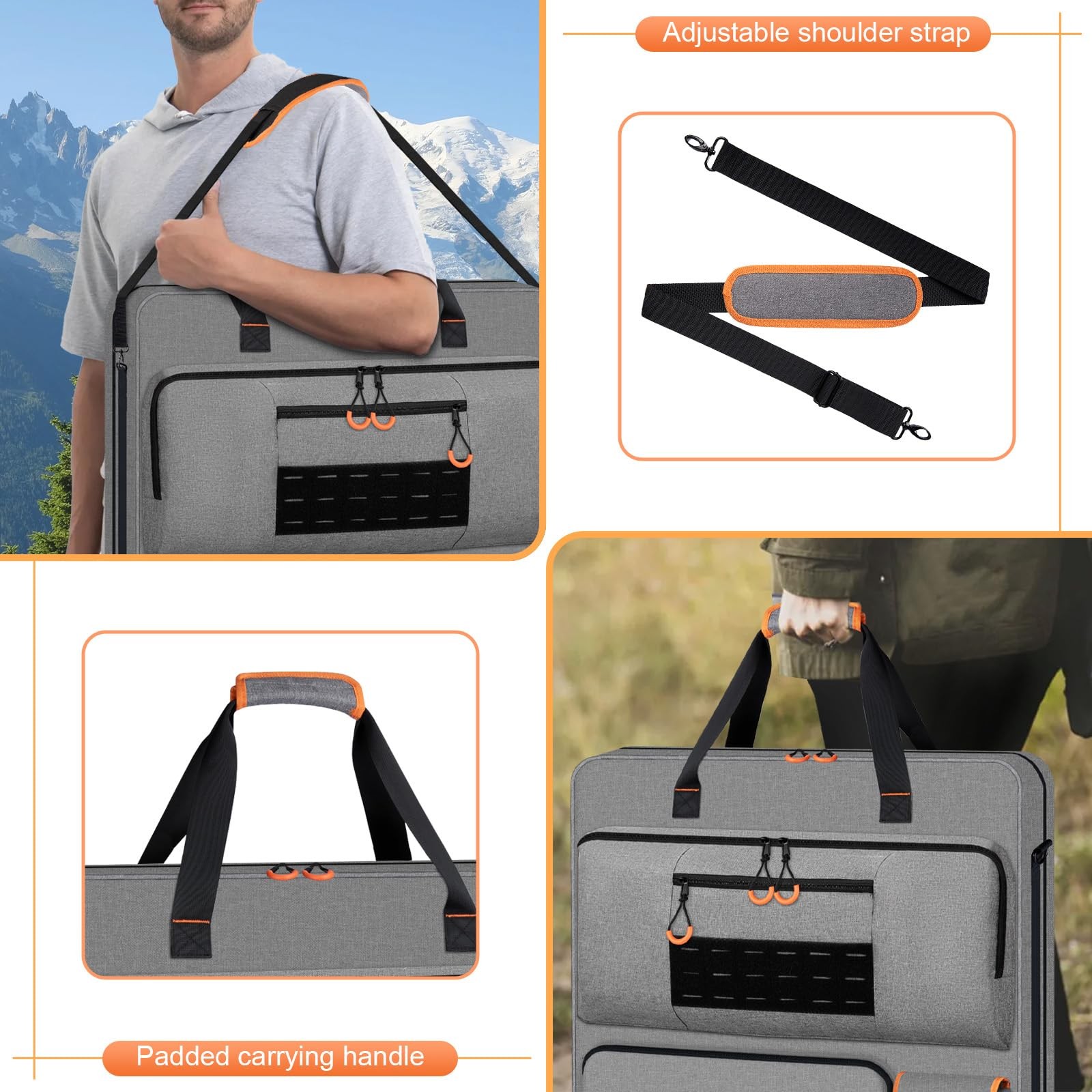 Wigojoy Solar Panel Storage Bag with Orange Lining, Deepened Opening, Zipper …