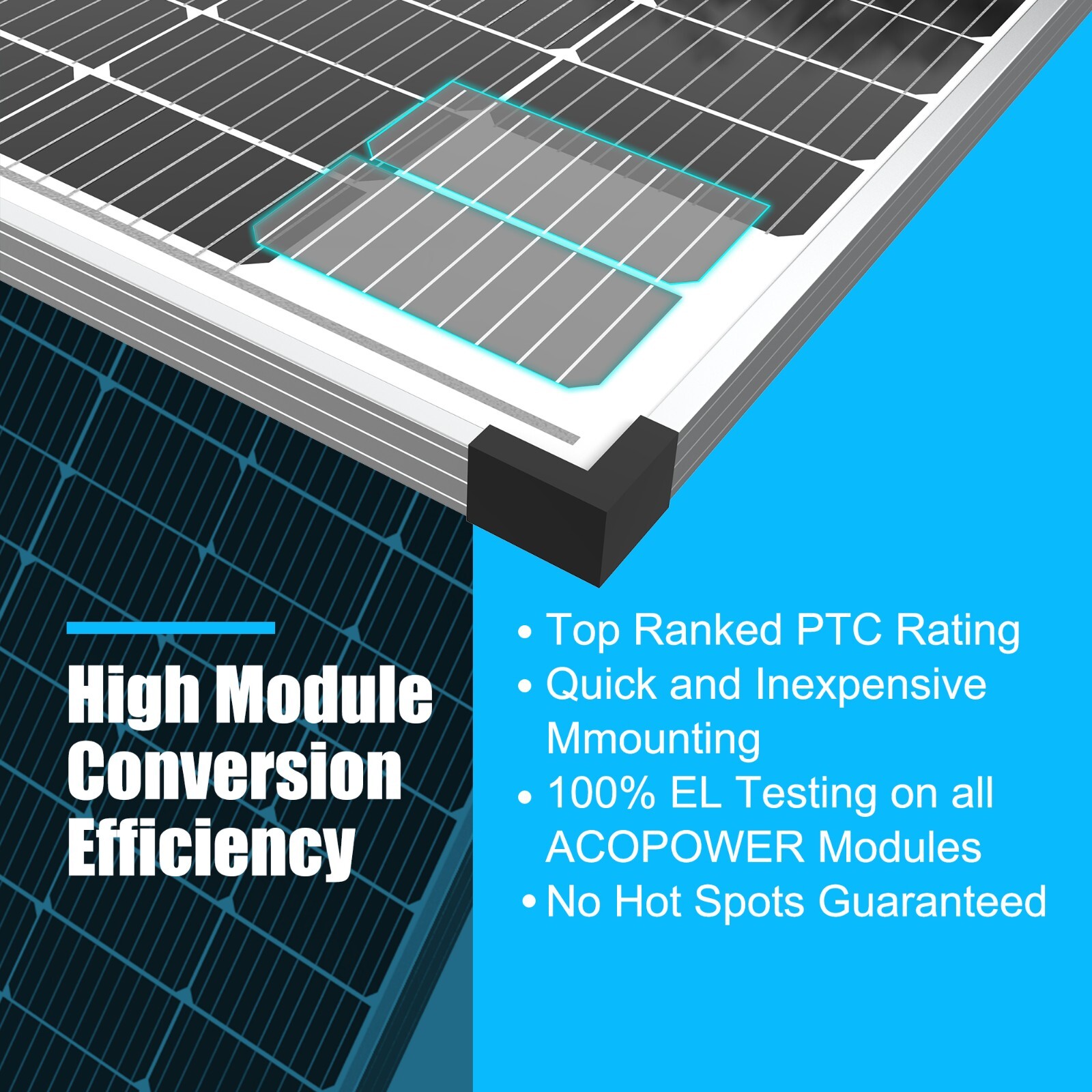 ACOPOWER Solar Panel 175Watt 12 Volt,Mono High-Efficiency 175 Watt PV Module