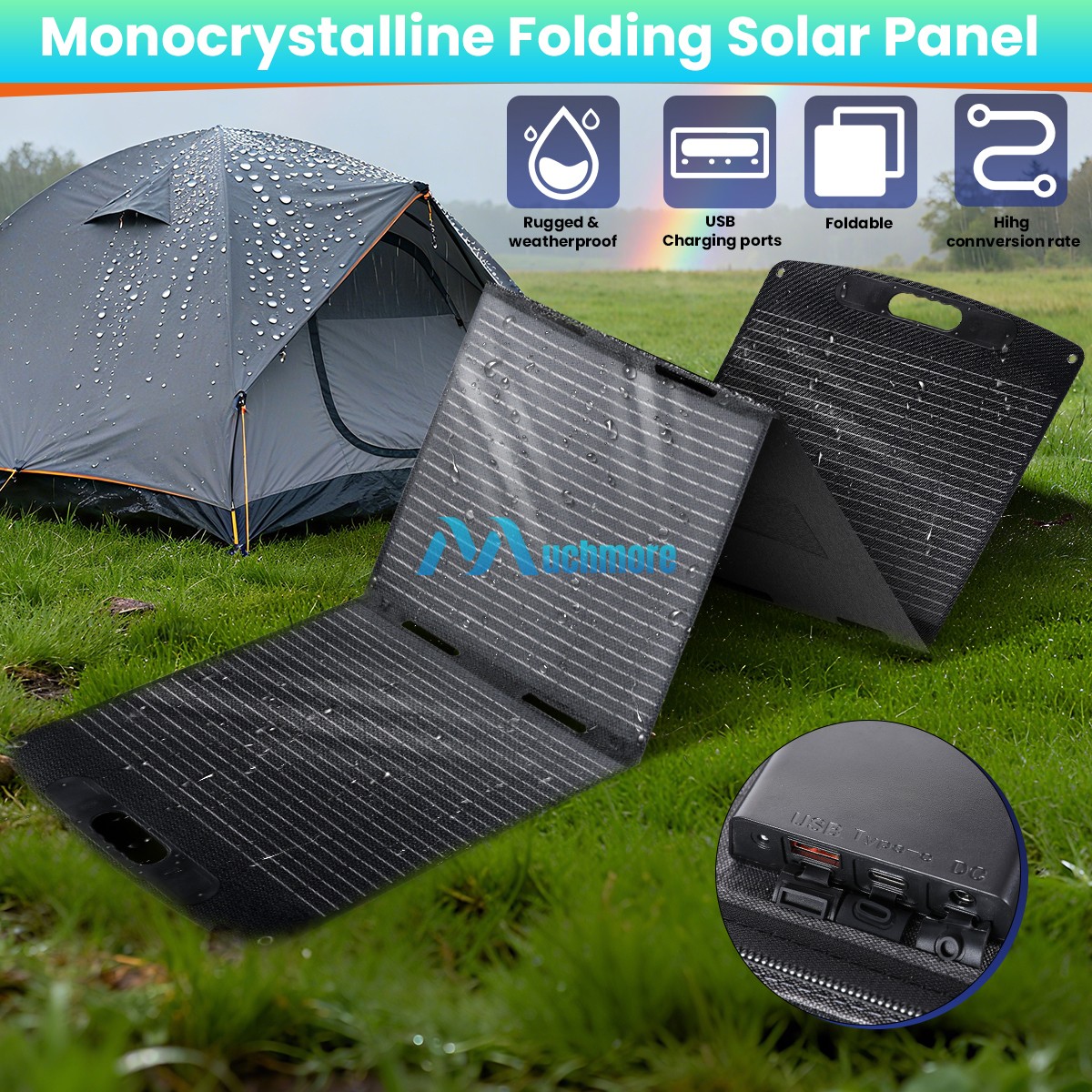 100W 200W Portable Solar Panel Solar IP65 Multiplug For Power Station RV Camping