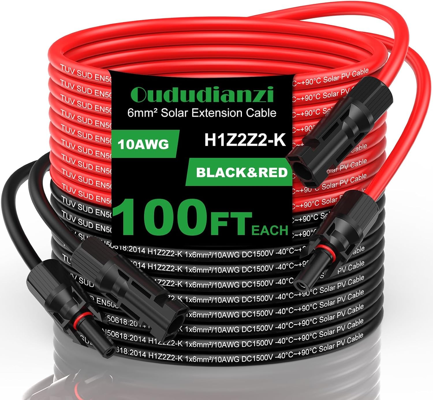 Oududianzi Solar Extension Cable 100FT 10AWG Tinned