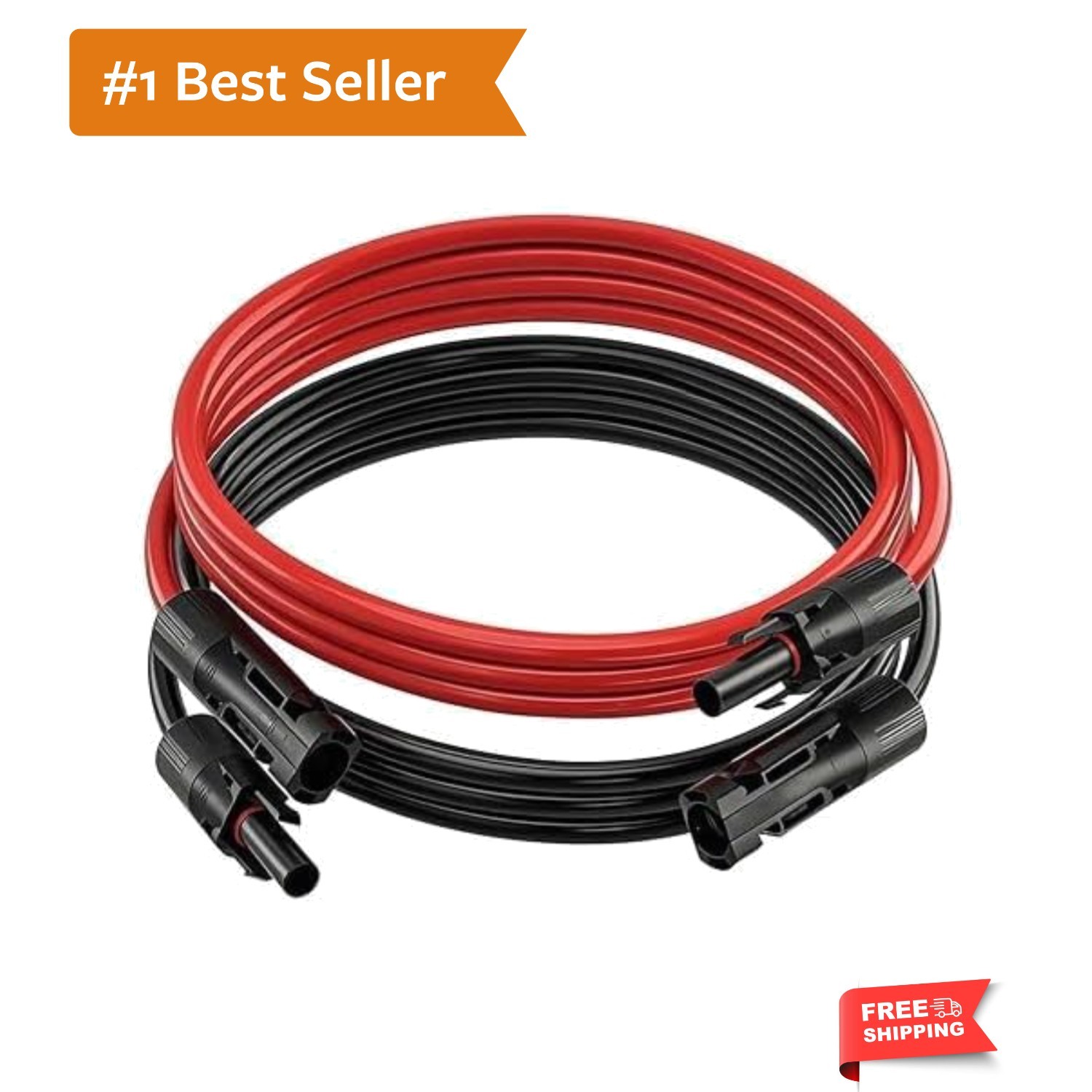 2PCS 6 FT 10AWG Solar Extension Cable with Female and Male Connector，Tinned C…