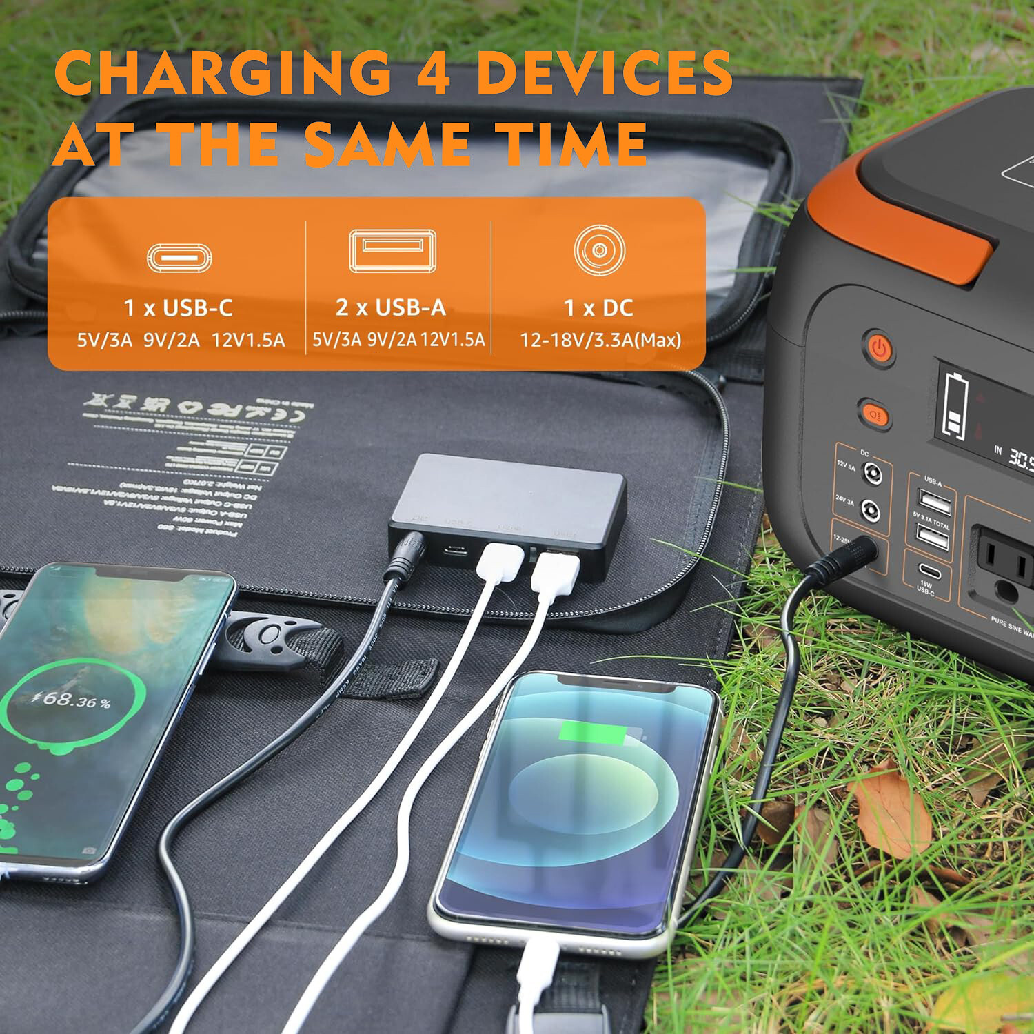 60W Foldable Portable Solar Panel For Power Station Phone Camping Trip Charging