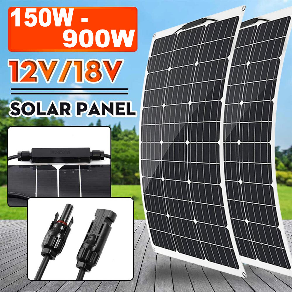 300W Watt Flexible Solar Panel 12V Mono Home RV Rooftop Camping Off-Grid Power