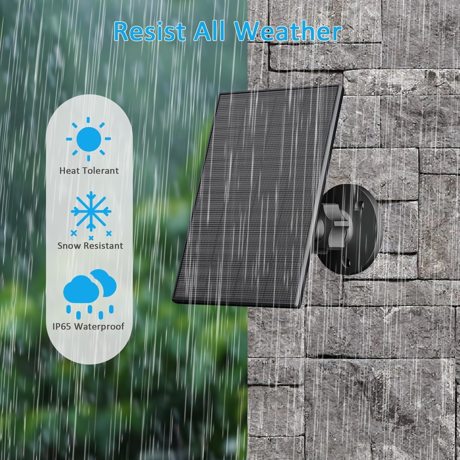 2 Pack 2W Solar Panel for Security Camera USB USB-C IP65 7.2ft Cable Black USNew
