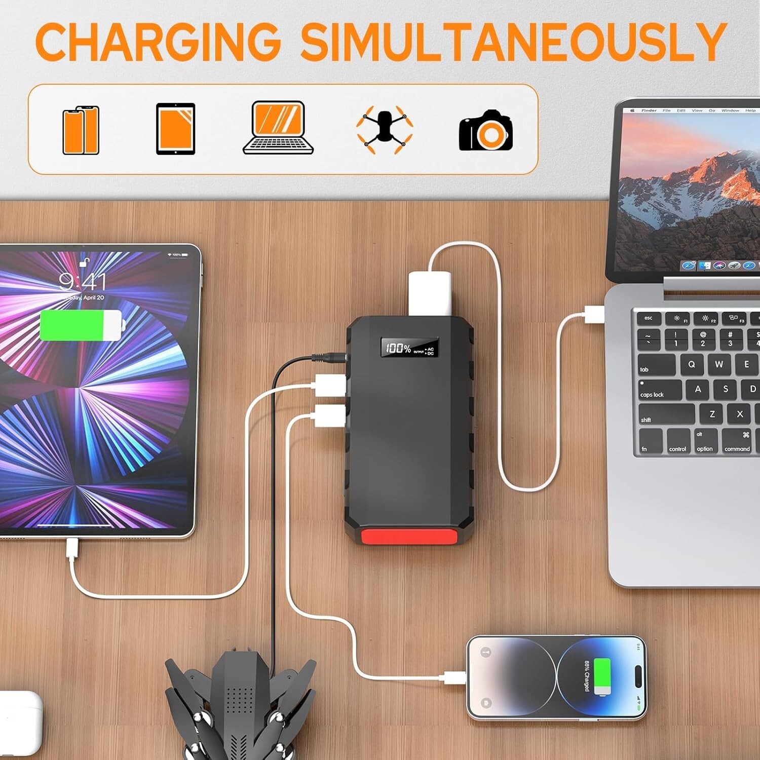 Portable Power Station with AC Outlet, 65W/110V External Battery Pack 24000mAh