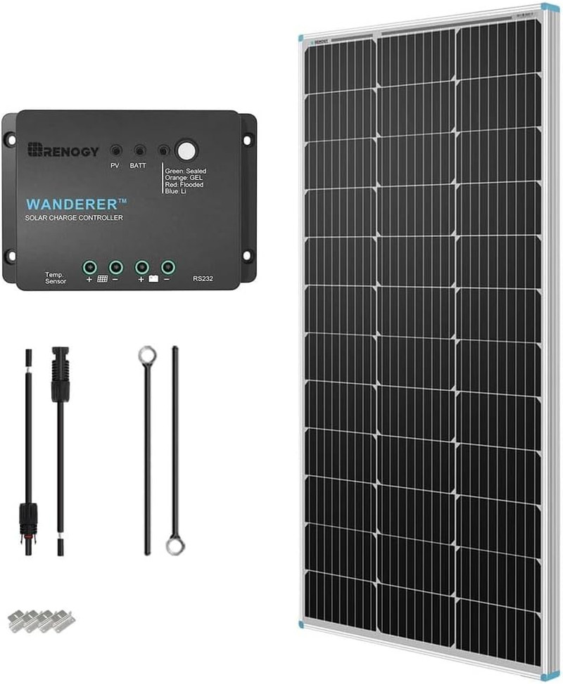 100W 12V Solar Panel Starter Kit 30A PWM Controller RV US