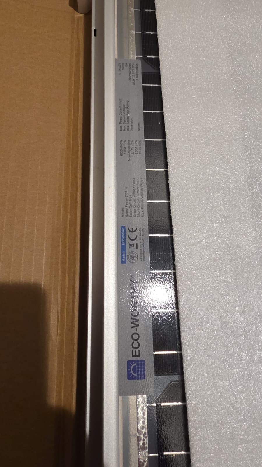 ECO-WORTHY 100 Watt Solar Panel 18 Volt Monocrystalline Panel High Efficiency