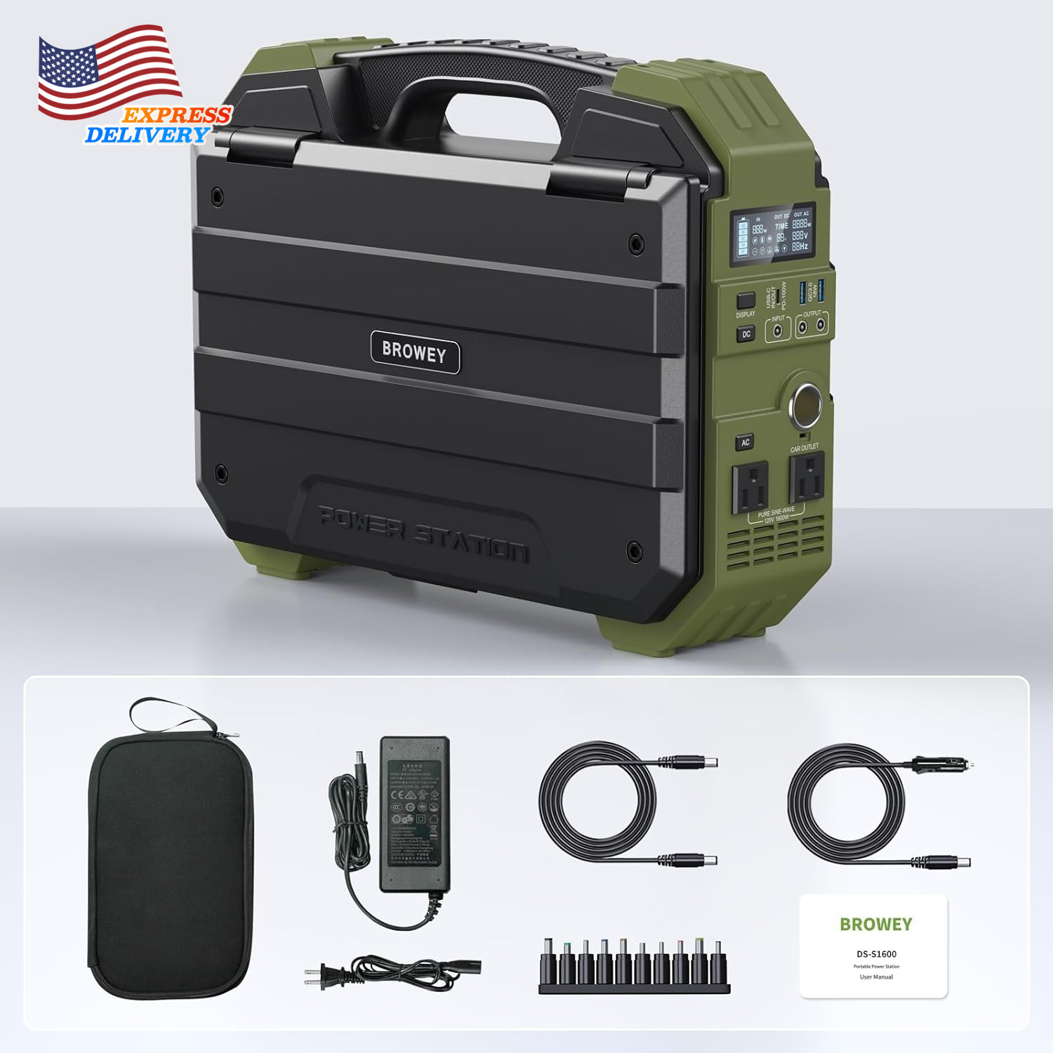 1600W Portable Power Station 1024Wh Lifepo4 Battery Built-In Solar Panel NEW USA