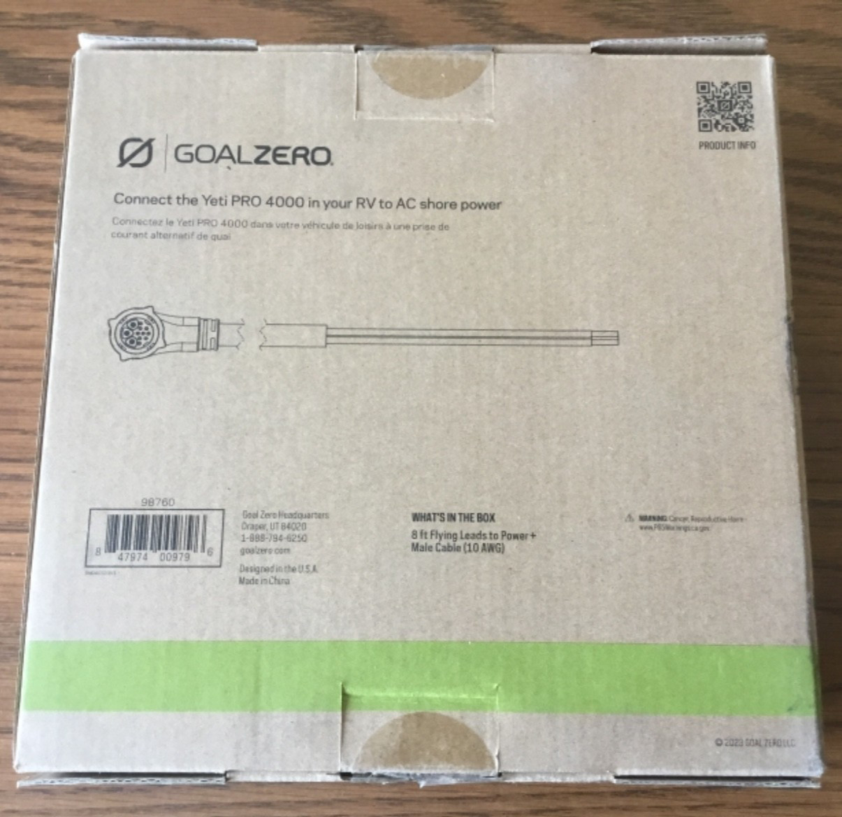 Goal Zero Flying Leads to power + cable # 98760 use with Yeti Pro 4000