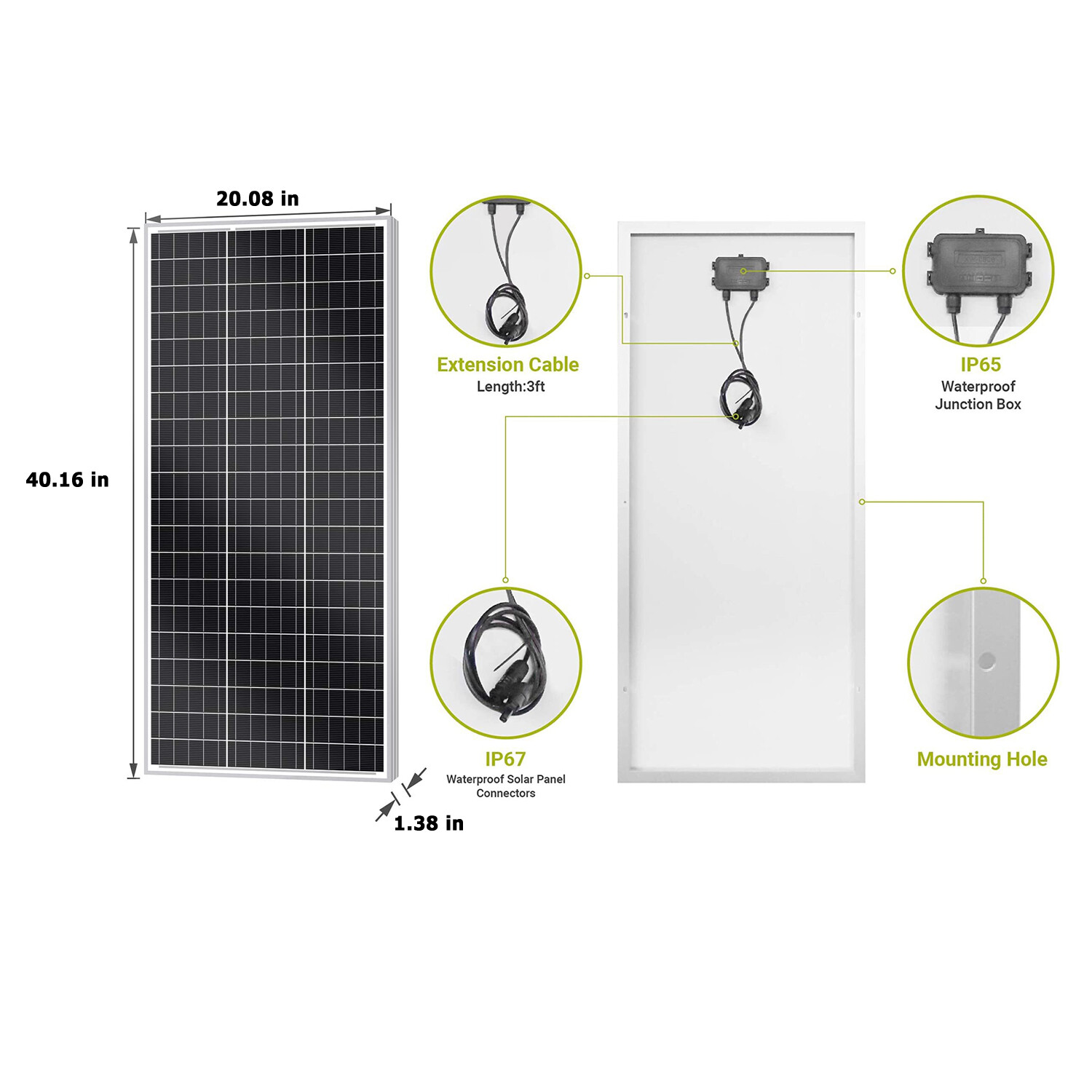 400W 200W 100 Watt Mono. Solar Panel for RV, Boat, Marine, Cabin, and Camping