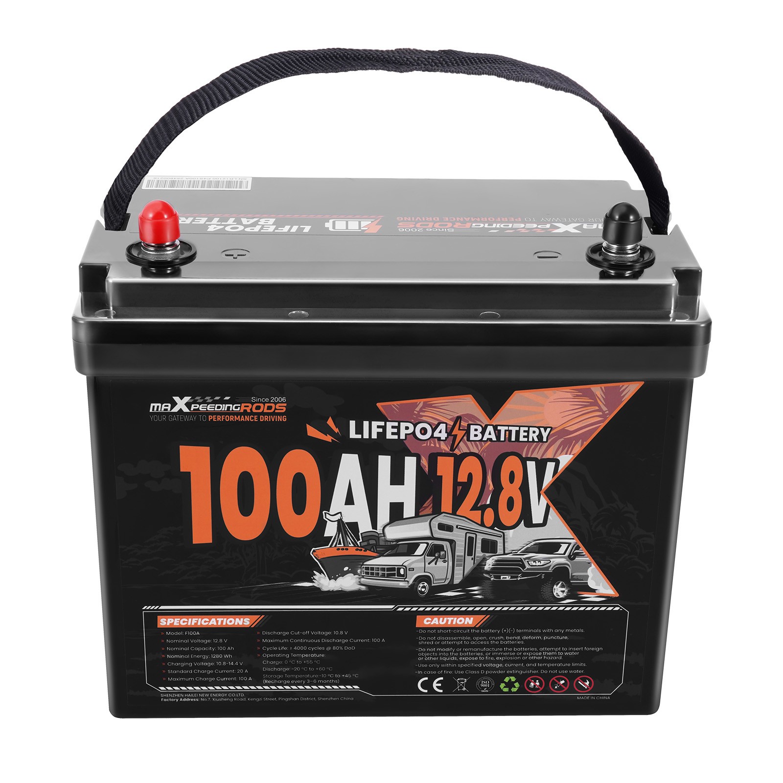12V 100Ah Deep Cycle LiFePO4 Battery for Overland Off Grid, Low Temp Cutoff