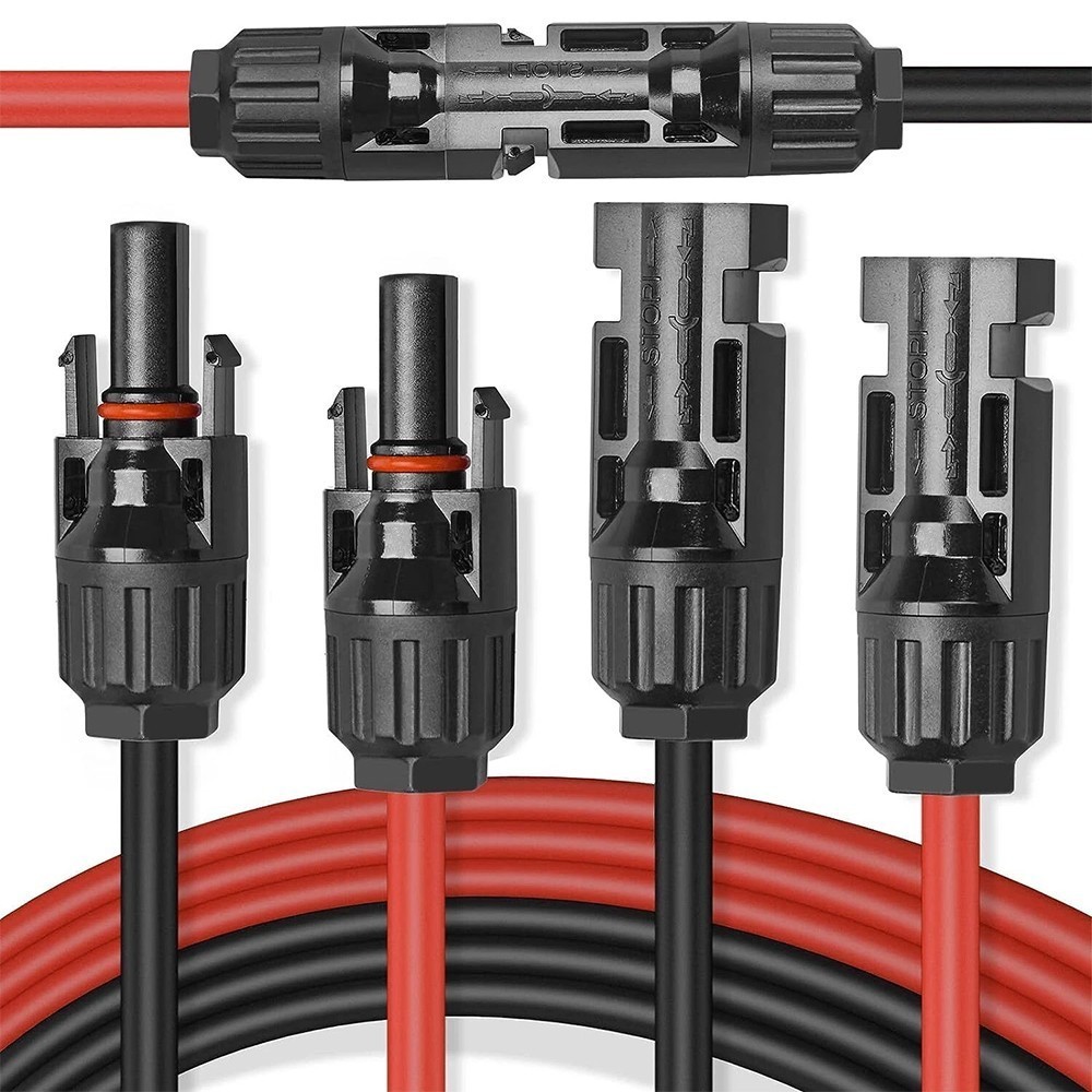 100FT 10 AWG Solar Panel Extension Cable PV Wire Solar Connectors Pair 6mm²
