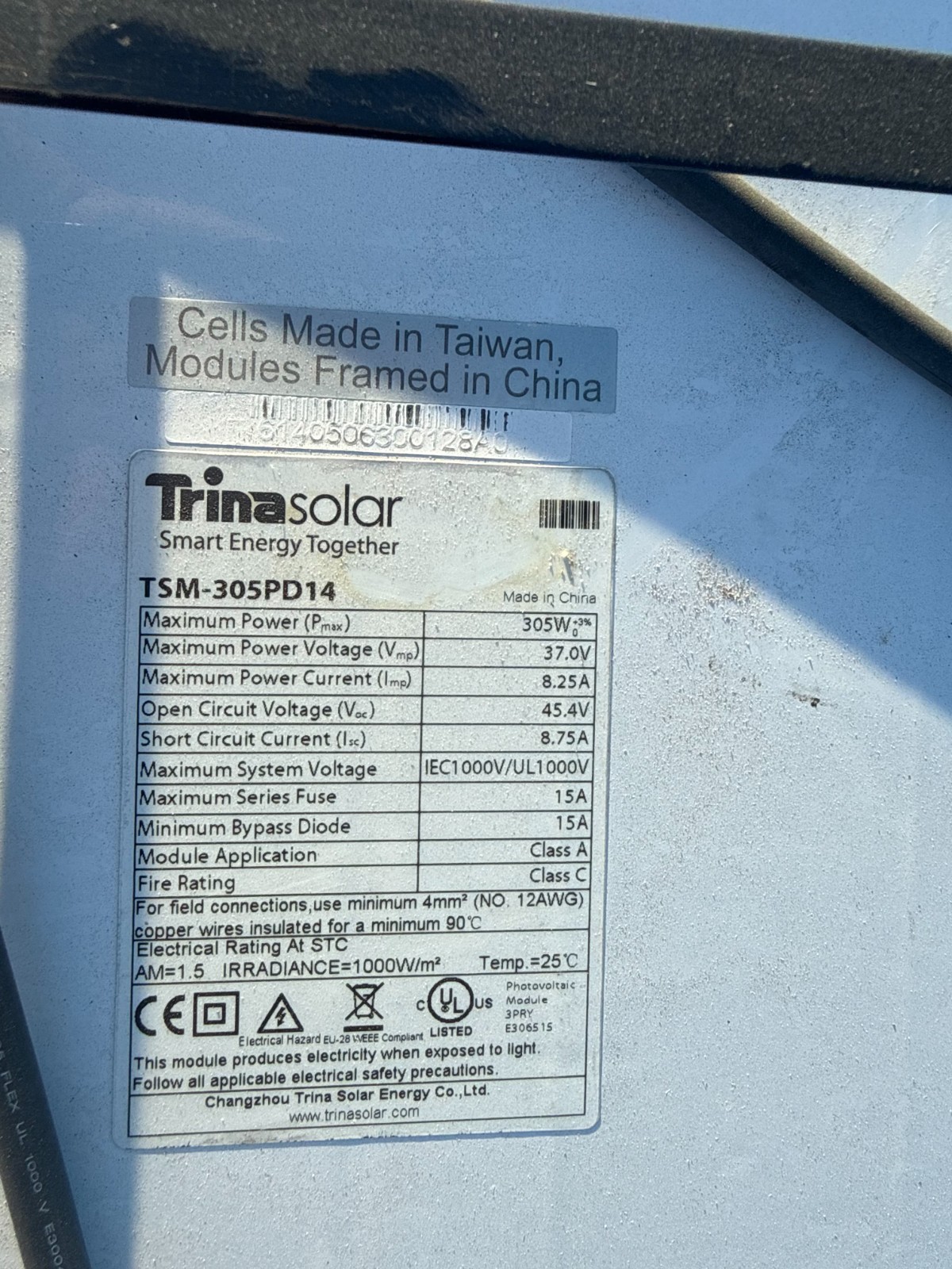 (36) Trina 305W Used Solar Panel | Pallet Pickup | Lancaster CA 93535
