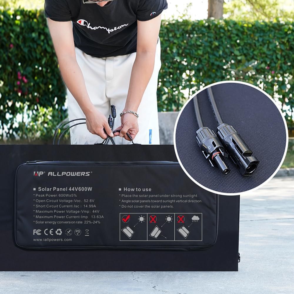 SP039 600W Portable Solar Panel, Foldable Solar Charger with 24% High Efficiency