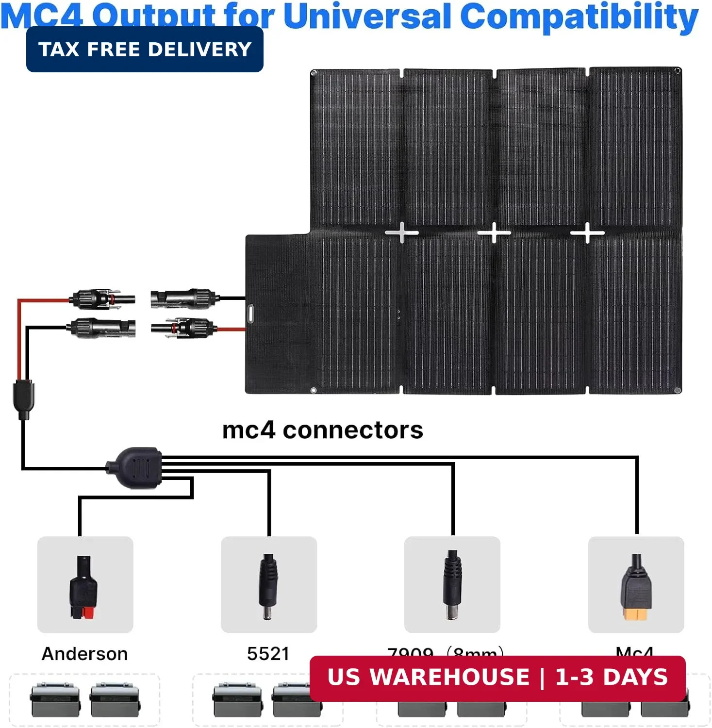 Foldable Solar Panel 100W for Portable Power Station Laptop, Portable Solar Char