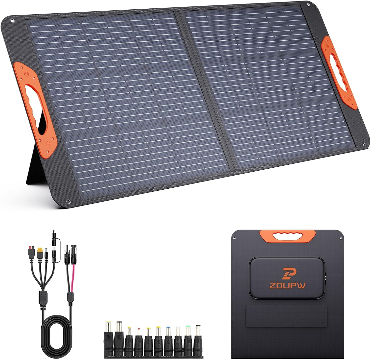 100W Portable Solar Panel with 5-In-1 Cable,23.5% Efficiency Mono Foldable Solar