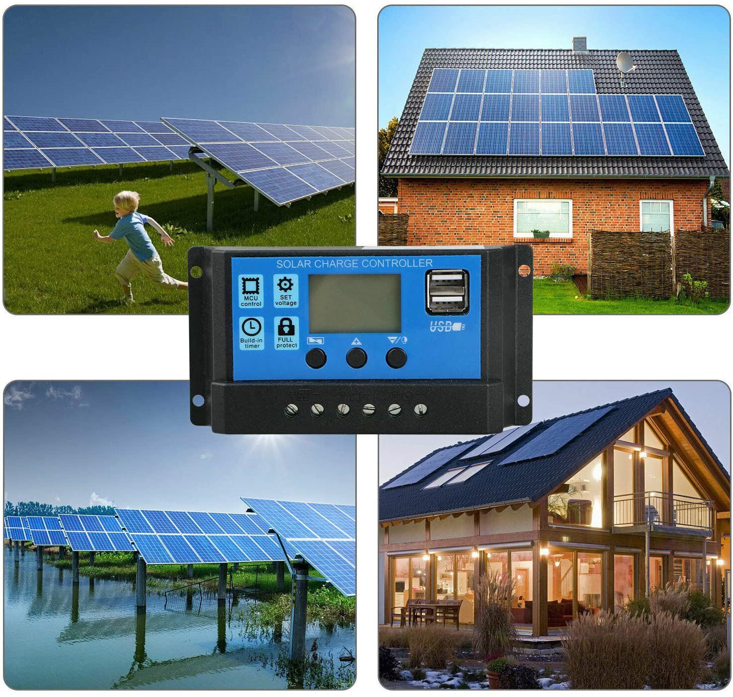 30A 12V/24V Solar Panel Regulator Charge Controller Auto Focus Tracking