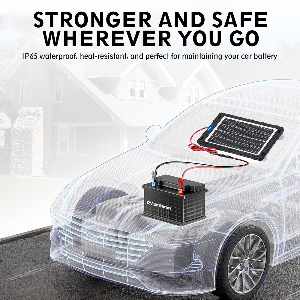 12V 15W Solar Car Battery Trickle Charger Maintainer with Smart PWM Controller