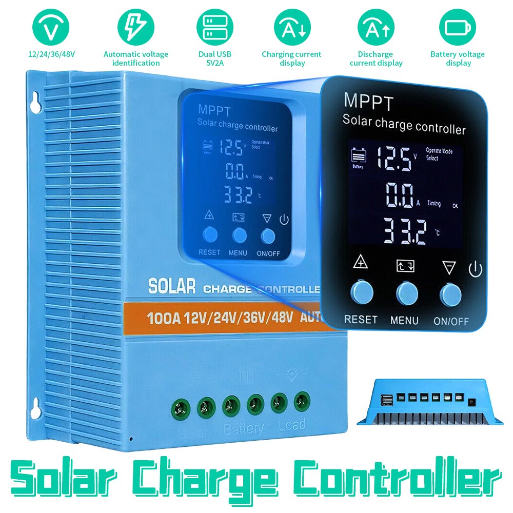 60A/100A 12V/24V/36V/48V MPPT Solar Panel PV Regulator Charge Controller LCD USB