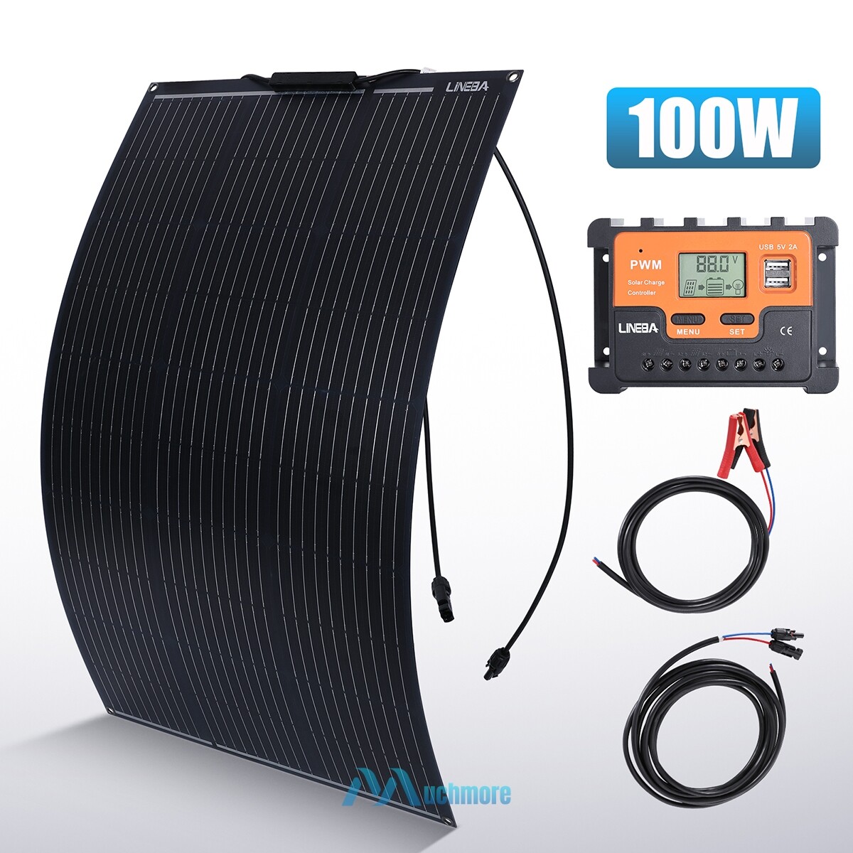 100W 200W Flexible Monocrystalline Solar Panel Kit 18V for Home/Caravan/RV/Boat