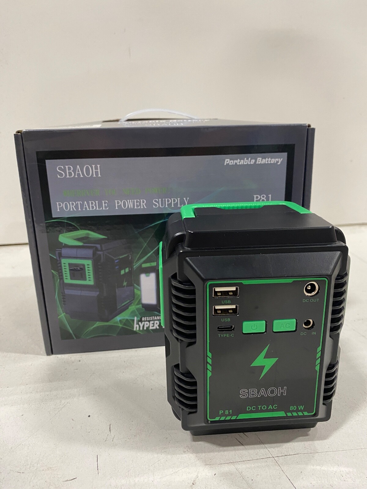 Portable Power Station, Camping Solar Generators 110V/80W AC Outlet, LED Lithium