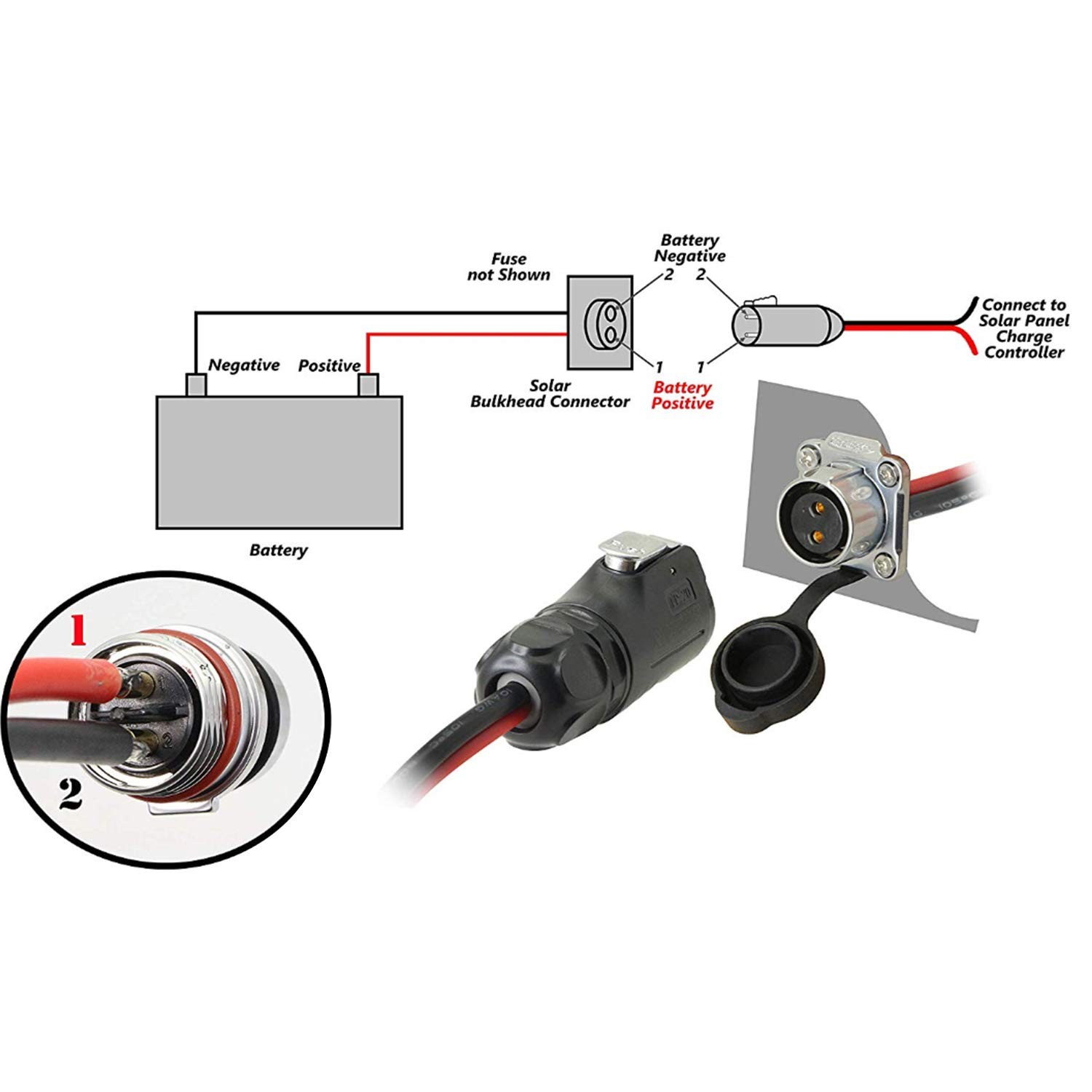 10awg 2 Pin Power Industrial Circular Connector To Solar Cable Adapter For Solar
