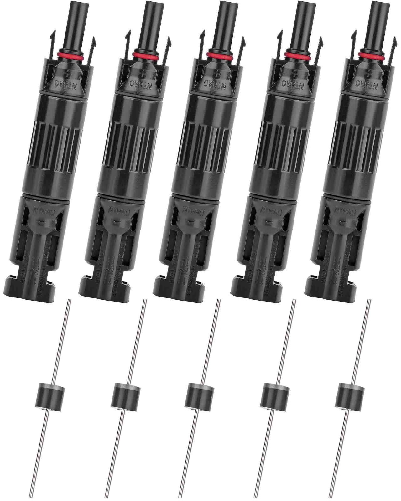 5 PCS Waterproof Solar Panel Connectors Male/Female 10A with Built-in Diode, Ant