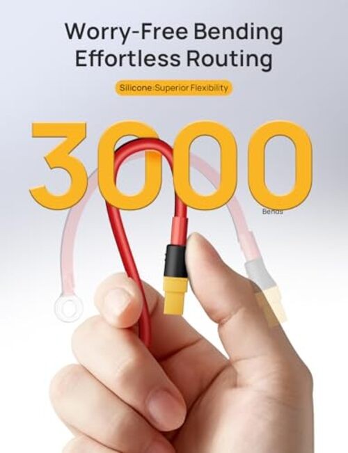 XT60 to O Ring Terminal Cable, 12AWG 2FT XT60 Female Connector Cable with