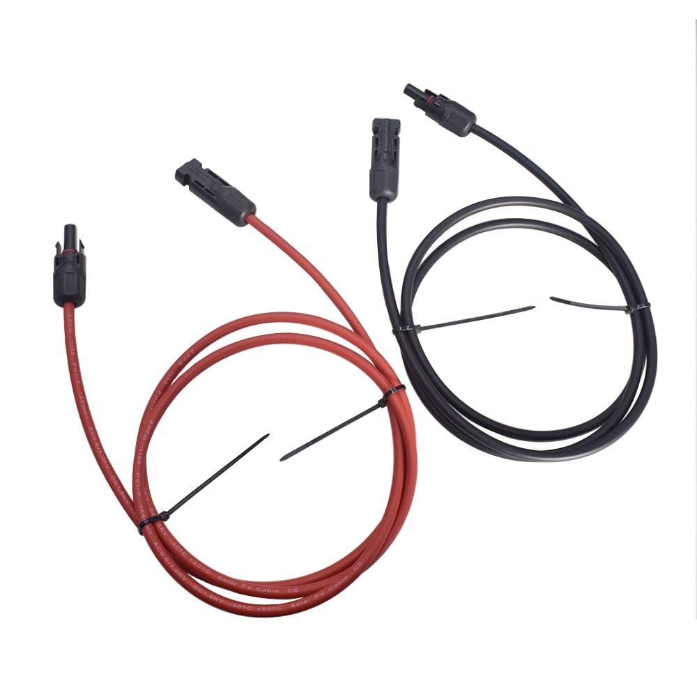 1 Pair 12AWG Black And Red Solar Panel Extension Cable Wire Connector 12AWG