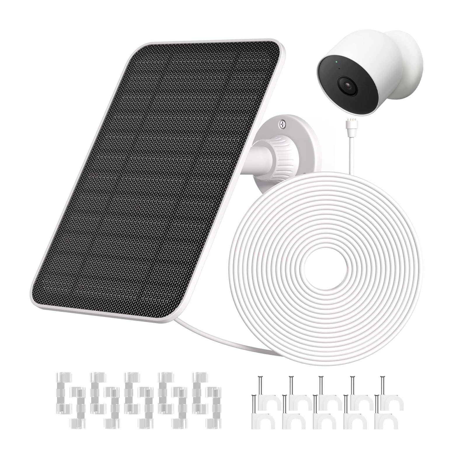 Solar Panel for Google Nest Cam (Battery) – Built-in 2000mAh Battery for Cont…