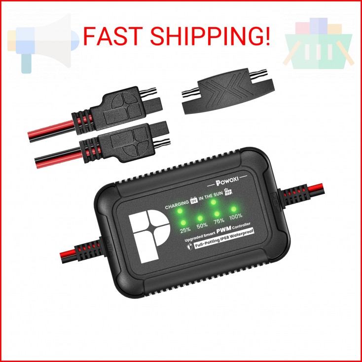 POWOXI Solar Panels Charge Controller, PWM 10A Battery Regulator for 12V Solar B