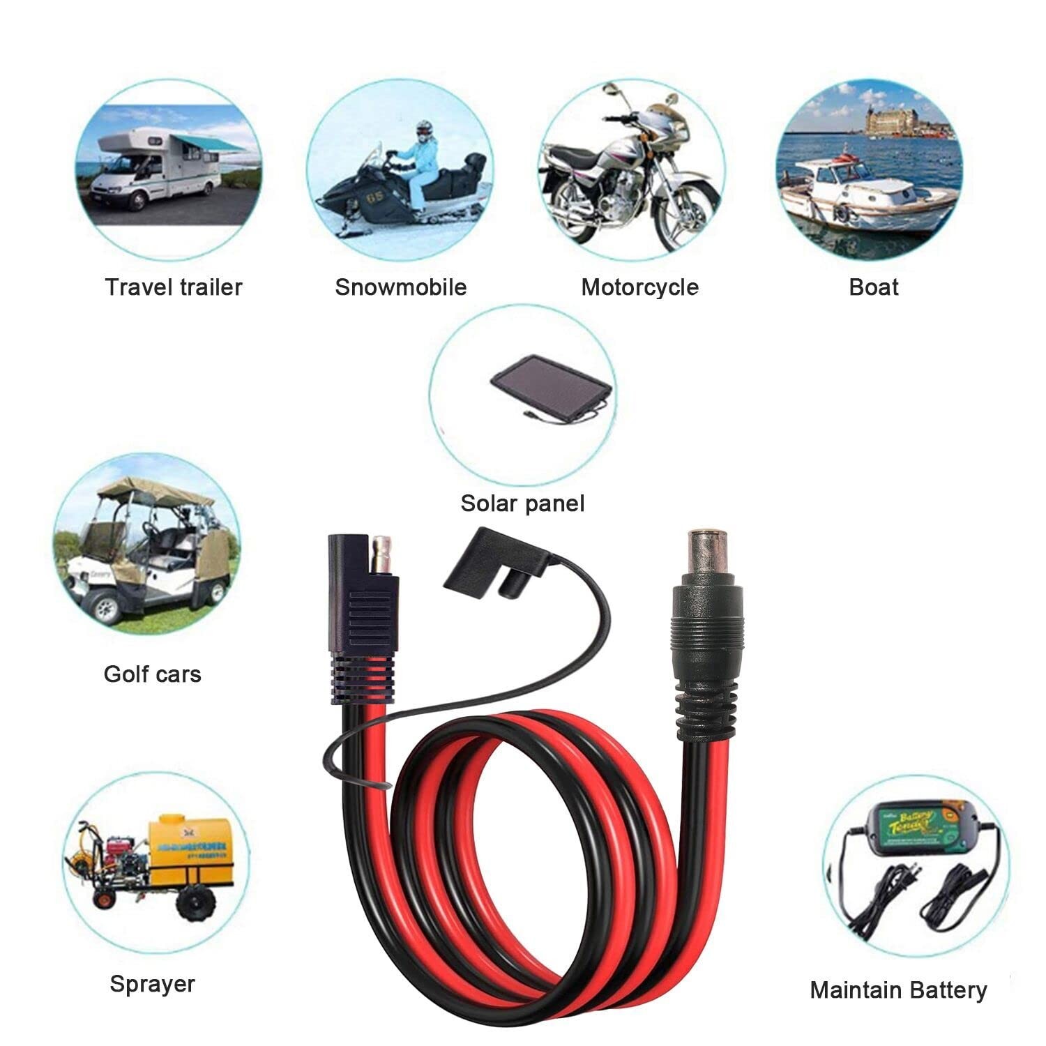 SAE Solar Connector to DC 8mm Adapter 14AWG DC 8mm Male to SAE Cable Compatib