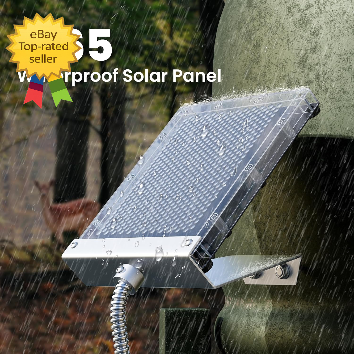 12V Solar Panel Deer Feeder Charger 1.7W Waterproof Battery Charging Kit Mounts