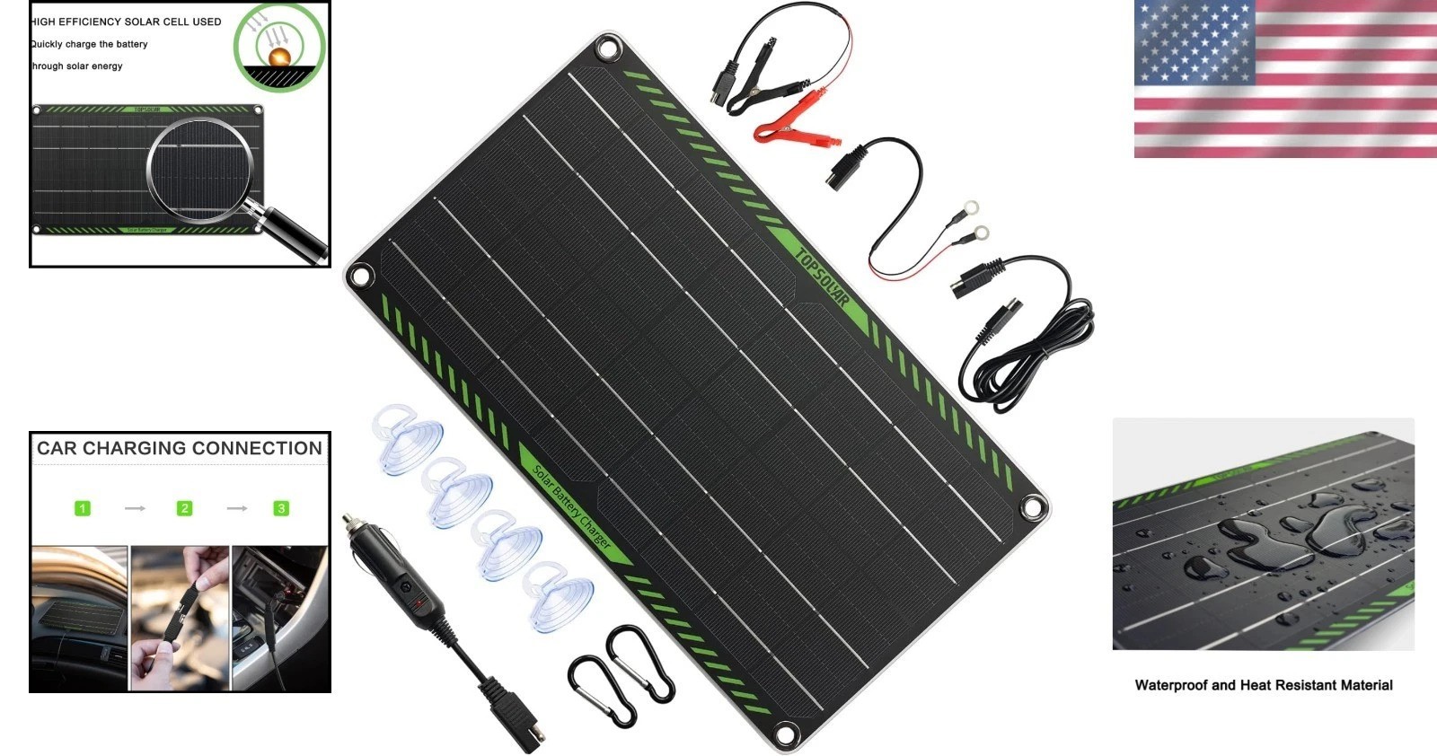 Sustainable 10W 12V Solar Panel Battery Maintainer – Plug & Play Convenience
