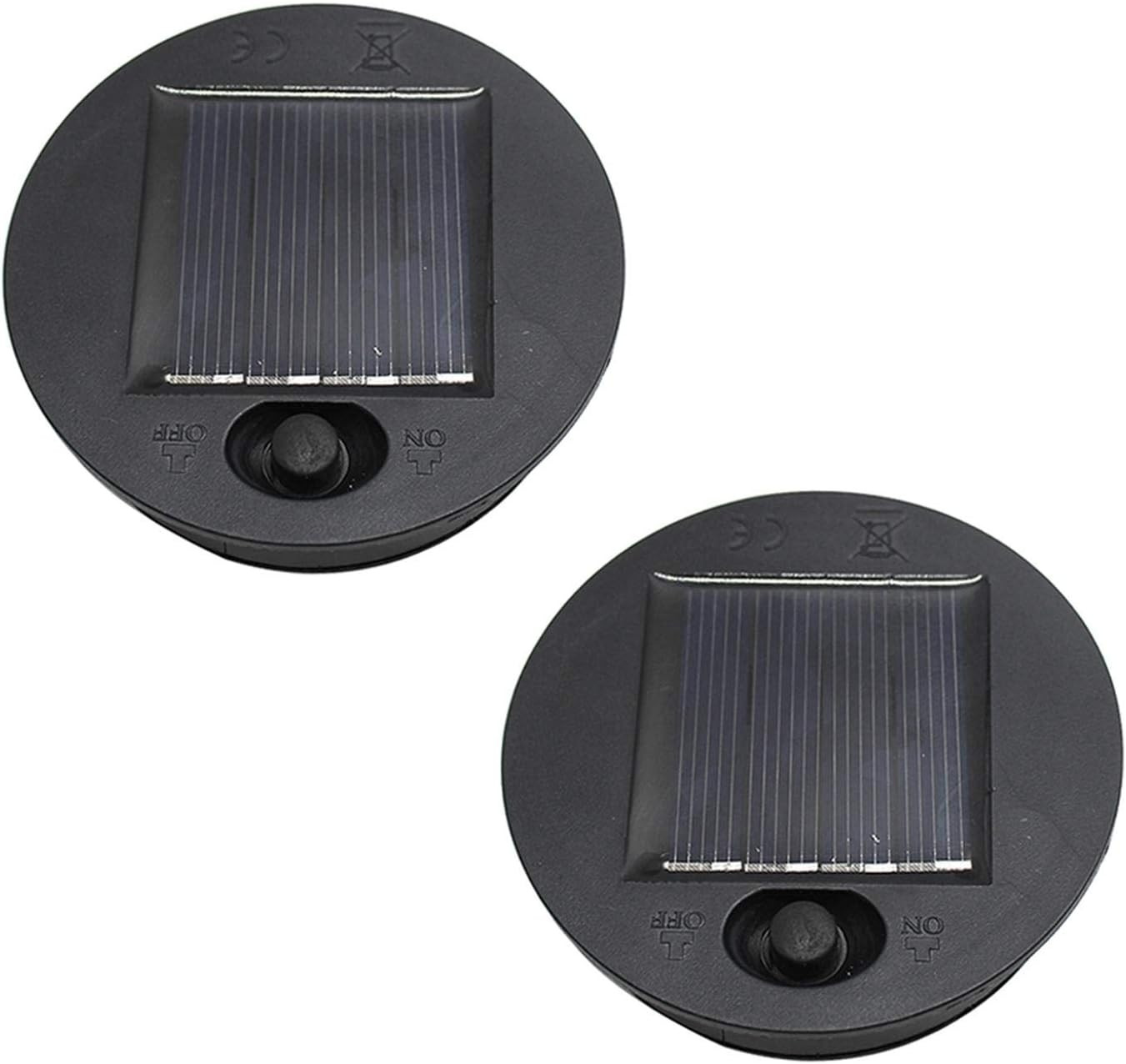 2 Pack Solar Light Replacement Top,Waterproof Round Solar Panel,Warm White LED,