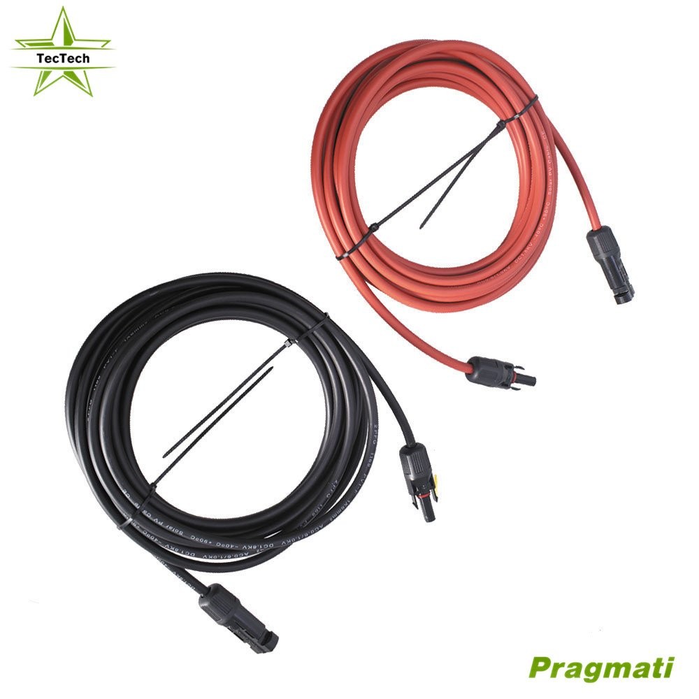 10/12 AWG 1 Pair Black + Red Solar Panel Extension Cable Wire Connector