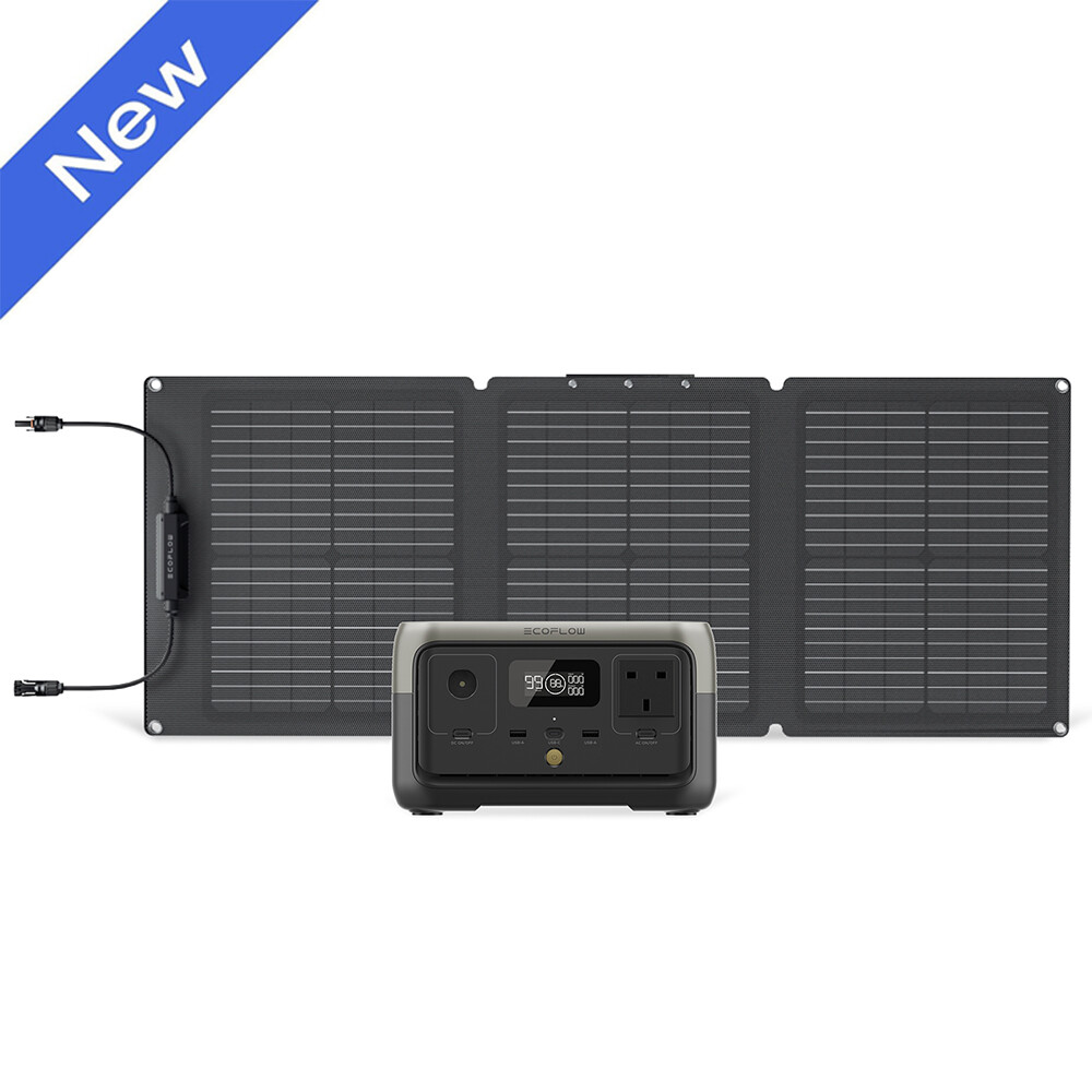 EcoFlow River 2 Power Station 256Wh 300W Portable Generator with 60W Solar Panel