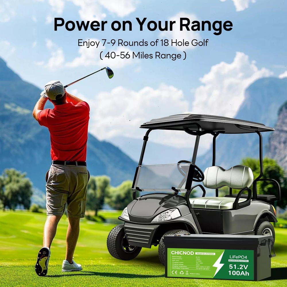 CHICNOD 48V 100Ah LiFePO4 Lithium Battery w/ Bluetooth Smart BMS For RV Off-Grid