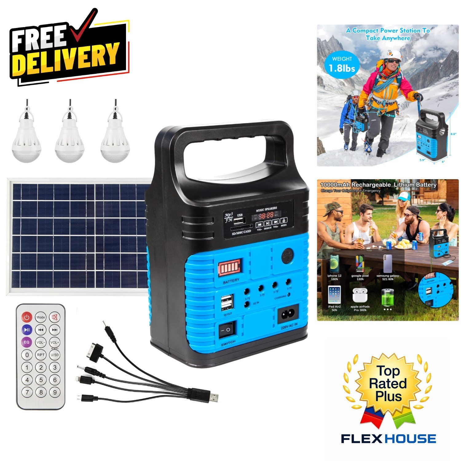 All-In-One Solar Generator with 5 Outlets & Compact Design for Travel & Camping