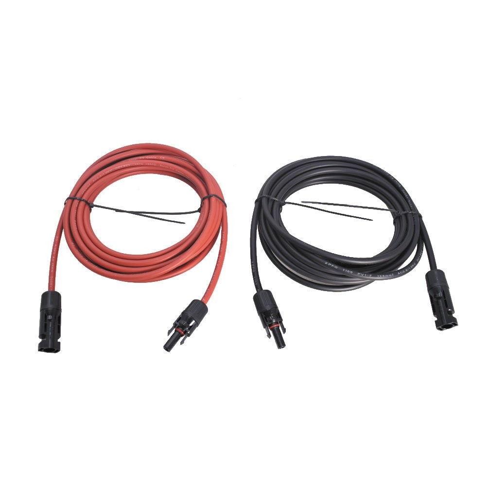 12AWG Solar Panel Extension Cable Wire Connector 1 Pair 25ft Black + Red